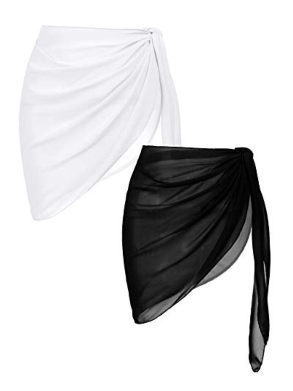 Ekouaer 2pc Chiffon Beach Sarong Wrap Swimwear Coverup S-XXL